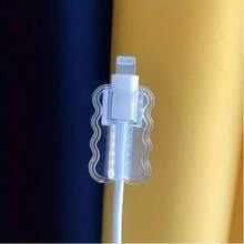 6-Piece Set Of High-Quality, Flexible, And Durable TPU Wave Cable Protection Covers. Premium Cable Protection Covers, Durable Power Cord Protection Accessories, Suitable For Phone Data Cable Protection, No Need For Batteries. - A - View 5