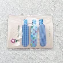 3pcs Jelly Color Bow, Plaid, Flower, Rabbit Hair Clips, Makeup Clips, Bangs Clips, Hair Accessories,Hair Barrettes - Multicolor - View 12