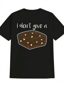Men's Casual Short Sleeve T-Shirt With Chocolate Brownie Graphic Print "I Don't Care" - Black Crew Neck Summer T-Shirt, Machine Washable, Regular Fit For Men, Funny Gift Idea - 黑色 - 查看 11