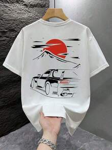 Men's Summer New Arrivals 2026 Casual Unisex Short Sleeve Shirt. 1 Piece Men's Fashion Print Loose Fit Short Sleeve T-Shirt | Exquisite Design | Summer Essential | Easy To Match, Showcasing Your Style. Comfortable Fabric, Loose Fit, Soft And Breathable. - 白色 - 查看 3