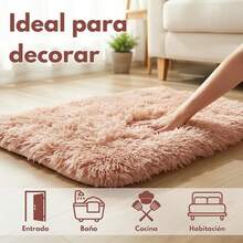 Shoppe house - Alfombra Decorativa de Pelo Largo Extra Suave, Antideslizante para Salón Dormitorio Circular - Rosa - Ver 5