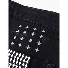 Men'S New Slim-Fit Ripped Jeans Made From Stretchy Washed Denim, Perfect For Urban Street Style And Casual Wear All Year Round - 黑色 - 查看 6