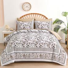 7 Piece Bed In A Bag Bed, Floral Full/Queen/King/California King Size Comforter Set,Blue Flowers Botanical Bedding Set,Soft Microfiber Bedding Comforter Sets With Sheets For All Season.Room Decor, Bedroom Decor,  - Màu xanh lam - Xem 3