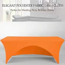 1pc 4/6/8ft Elastic Tablecloth, Multi-Color Stretch Fitted Table Cover, Wrinkle-Resistant And Durable, Suitable For Weddings, Birthday Parties, Outdoor Parties, Exhibition Booths And Various Events, Elastic Table Cover - View 4