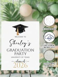 Cartel de Bienvenida de Graduación Personalizado con Foto Personalizada, Nombre, Escuela y Año de Graduación - Cartel de Fiesta de Graduación Personalizado para Graduado 2026, Decoración de Graduación - Multicolor - Ver 4