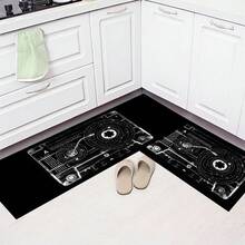 1pc Magnetic Tape Pattern Printed Floor Mat, Silica Gel Kitchen Carpet, Kitchen Mat, Rug, Easy To Clean, Rectangular Printed, Suitable For Living Room, Bedroom, Hallway, Bathroom, Laundry Room - Polyester Carpet, Suitable For Indoor And Outdoor Home Decor - Multicolor - View 9