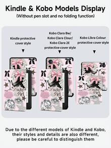 粉色女孩翻蓋保護殼,適用於 iPad Air 8(M4)2026(11 吋)、Air 4/5 10.9 吋、7/8/9 代 10.2 吋,內建筆槽,適用於 Tab S6 10.4 吋、Kindle 11 代(2022/2024)、Kindle Clara 2E、Clara Colour、Clara BW(6 吋)和 Libra Colour(7 吋),可愛女孩風時尚設計,平板電腦桌面裝飾,生日節日禮物 - 彩色 - 查看 10