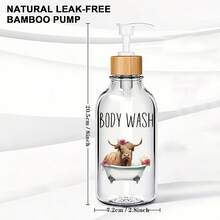 3个装高地牛向日葵皂液器，牛图案塑料材质，带按压泵，可重复灌装透明液体皂液容器，适用于农舍厨房浴室 - 彩色 - 查看 6