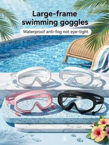4PCS Fog-Proof & High-Definition Swimming Goggles With Ear Plugs, Adult Swimming Goggles, Big Frame Design, Waterproof & Anti-Fog, Clear, Unisex, Beach Essentials, Beach Accessories, Back To School - Multicolor - View 7