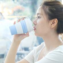 American-Style Coffee Cup, Portable Outdoor Travel Cup, Foldable Silicone Water Cup, Water Bottle, Compact Pocket Cup - 冷藍色-卡片折疊杯 - 查看 4