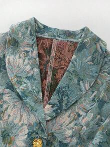 Nuevo vestido maxi de primavera/verano para mujer de "algodón suave con rayas azules rastreables", con un elegante estilo retro francés, cintura ceñida y vuelo, decorado con flores de rosa 3D, vestido camisero floral con botones, vestido largo sin mangas, vestido maxi elegante de verano, vestido de gala con estampado de rayas azules, vestido de fiesta formal - Azul - Ver 6