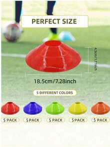 10pcs/Set Soccer Cone Markers, 5 Colors Agility Training Cones, Suitable For Football, Basketball, Sports Field Marking, Indoor And Outdoor Training - Random Style - Multicolor - View 5
