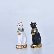 1/2pcs Vintage Egyptian Style Cat Statue Decor, Perfect Birthday Gift For Mini Animal Figurine Decor At Home And Garden, Cute Decorative Accessory For Desk, Kitchen, Office Whiteboard, Storage Cabinet And Dishwasher, Kitchen Decor, Home Decor, Valentine's Day Gift, Gift For Friends And Family - Multicolor - View 4