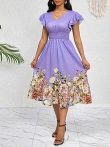 Women Midi Dresses - 淡紫色 - 查看 4