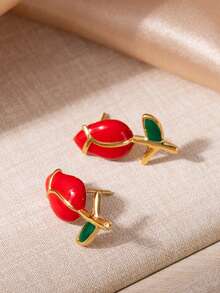 1 Pair Stainless Steel Red Cherry Strawberry Stud Earring, Women Sweet Cute Small Fruit Shaped Stud Earrings Girls Summer Jewelry Accessories Gifts - Fruit Series Earrings - View 11