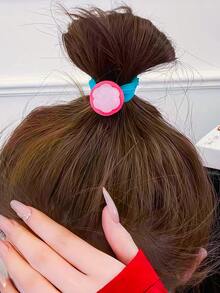 12/6件組甜美女孩水果造型髮圈套組，逼真荔枝與酪梨髮帶，高彈性髮飾，適合女性與女孩，適用於日常、約會、上學、度假、海灘、派對、節日、禮物、畢業季馬尾 - 彩色 - 查看 2