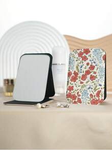1 chiếc gương trang điểm nhỏ phong cách vẽ hoa, gấp gọn, nhẹ, bền bằng da PU, phù hợp cho du lịch, tụ tập, làm việc, đi học, phù hợp cho mọi lứa tuổi - Nhiều màu - Xem 16