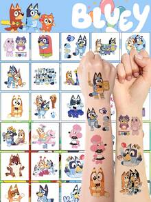 Bộ 20 miếng dán trang trí da chống nước Bluey, bền màu và dễ bóc, nghệ thuật cơ thể DIY dễ thương, trang trí tiệc sinh nhật, phù hợp cho cosplay và sử dụng hàng ngày - Nhiều màu - Xem 1