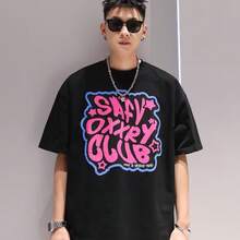 Printed T-Shirt For Men And Women - 黑色 - 查看 1