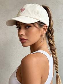 1pc Women's Fashion Heart Pattern Sun Hat, New Casual Street Multi-Purpose Sun Protection Breathable Comfortable Outdoor Sports Leisure Baseball Cap, Suitable For Daily Wear Ponytail Hat - Multicolor - View 10