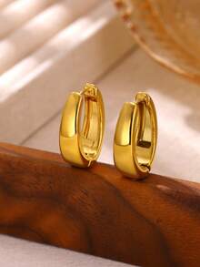 1 Pair Copper Water Drop Hoop Earrings - E6621 - View 3