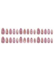 3D Cat Eye Wavy Flower Pearl Beaded Detachable French Manicure, European And American Fashion - Multicolor - View 3