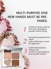 ROCK SWEET 5-Color Eyebrow Palette - Eyebrow Pencil, Eyebrow Powder, Neutral Eyeshadow, Matte Contour Highlighter, Sweat-Proof (Perfect Gift) - 09 Echoes Of the Night (Purple Mist Iris) - View 5