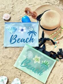 Tas Pantai PVC Tahan Air Modis dengan Motif Kerang "Pantai", Ukuran A4, Tas Kosmetik Transparan, Tas Perlengkapan Mandi, Resleting Nilon, Cocok untuk Berenang, Menyelam, Liburan Musim Panas, Ringan, Perlengkapan Pantai, Perlengkapan Perjalanan/Kembali ke Sekolah, Teman Liburan - MultiWarna - View 7