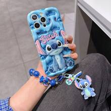 Disney Has Authorized, Phone Case - Chain Set, The Stitch Lilo & Stitch 3D Phone Case Plus A Silicone 3D Stitch Bracelet With Metallic Ring Removable Bracelet, Stitch And Angel Pattern, Compatible With Iphone17/16/15/14/13/12/11/XS/XR/X Plus Pro Max, A Stylish Cartoon Phone Case, The Perfect Gift Choice, Phone Protection, Durable Phone Cover, Great Gift For Friends And Family. - trắng - Xem 6