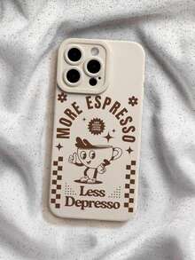 Liquid Silicone Protective Case With Vintage "Large Espresso" Coffee Cup Pattern In Milky White, Compatible With IPhone And Galaxy - 多色 4 - 查看 1