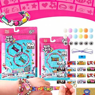 Tragbares und teilbares Sticker-Armband, enthält 80/160 Mini-Sticker, Mystery Reveal Sticker-Rolle, über 1000 Sticker-Designs zum Entdecken und Sammeln! Geeignet als Partyfavors, Geburtstagsgeschenke, Geschenke für Liebste.