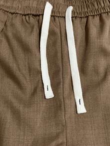 Men's Elastic Waist Loose Casual Pants, Lightweight Breathable Pockets Solid Color Street Style Trousers Sports - Khaki - View 4