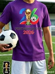 [FIFA World Cup Licensed]2026 World Cup, Football-Themed Fun Printed Short-Sleeve T-Shirt, Street Style Print Design, Summer Top, A Must-Have For Fans - 紫色 - 查看 1