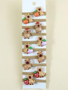 10 Peças Elásticos de Cabelo Fofos e Coloridos de Capivara para Mulheres - Multicolorido - Visão 8