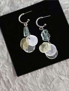 2 buah Anting Rumbai Bulat Cangkang Berkualitas Tinggi, Bahan Tembaga, Aneka Warna, Cocok Untuk Pesta, Pertemuan, Liburan Pantai, Pemakaian Sehari-hari, Ulang Tahun, Kencan, dan Acara Lainnya - MultiWarna - View 1