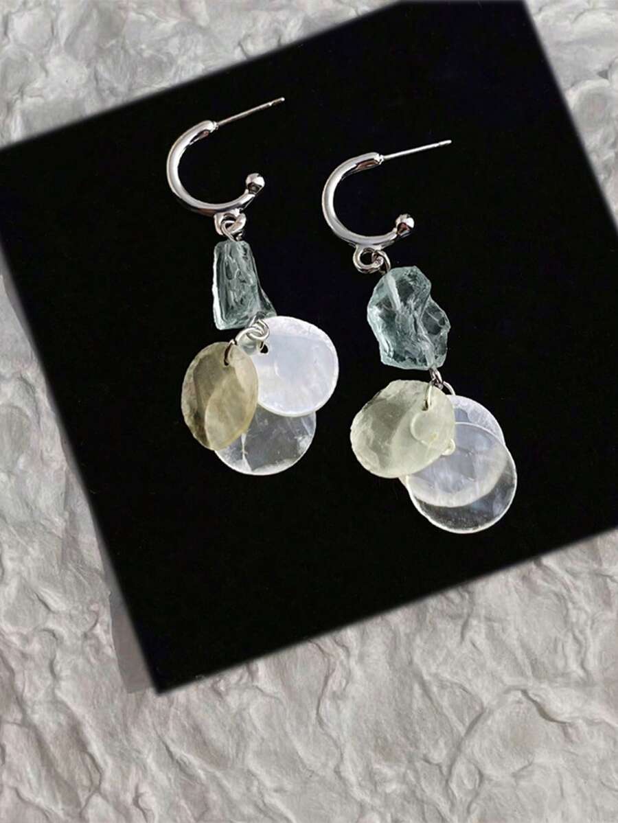 2 buah Anting Rumbai Bulat Cangkang Berkualitas Tinggi, Bahan Tembaga, Aneka Warna, Cocok Untuk Pesta, Pertemuan, Liburan Pantai, Pemakaian Sehari-hari, Ulang Tahun, Kencan, dan Acara Lainnya - MultiWarna - View 1