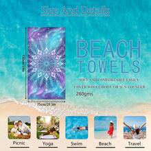 1 Stück Traumhafter Mandala Muster Lila & Blau Strandtuch, super weiche Mikrofaser extra große Stranddecke, hochabsorbierend, geeignet für Reisen, Schwimmbad, Tauchen, Surfen, Yoga, Camping, in verschiedenen Größen erhältlich, Strandaccessoires - Mandala-Muster - Übersicht 26