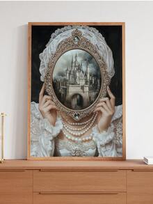 1 pièce Art mural sur canevas encadré Décoration murale Style gothique vintage victorien Dame et château miroir Affiche Dark Academia Convient pour le salon la chambre à coucher et la décoration de maison de style campagne sombre Art mural gothique fantastique mystérieux Cadeau Décoration de maison Décoration victorienne vintage Affiche gothique Décoration de chambre Décoration de salle de bain Décoration d'appartement Décoration de fête Cadeau de fête Décoration d'Halloween Affiche d'Halloween Art d'horreur Affiche gothique - A - Voir 5