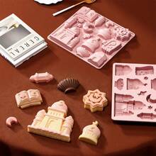 1pc Holiday Theme Silicone Candy Mold Set, Includes Star, Moon, Castle, Shell Shapes, Chocolate, Pudding, Cake Baking Silicone Mold - View 2