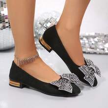 Women's Spring/Autumn New Flat Shoes, Bowknot Fairy Style, Comfortable Versatile Soft Bottom Fashionable Chic Shoes - Black - View 5