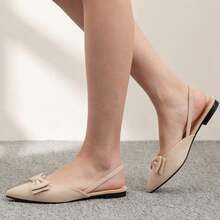 Geeyea Ladies' Flat Bottomed Pointed Bow Single Shoes - màu trắng nhạt - Xem 1