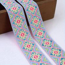 1/5 Yard Bohemian Style Embroidered Jacquard Ribbon Fabric, Vintage Floral Decorative Trim Satin Fabric For DIY Crafts And Home Decor - Multicolor B - View 6