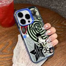 Funda protectora para Apple  17PROMAX 16PROMAX 15PROMAX 14PROMAX 13PROMAX 12PROMAX 11PROMAX XSMAX, diseño estampado con estrellas, murciélago, corazón, bola de billar número 8, gato y figura chico en postura rodillas recogidas patrón espiral letras manuscritas, cubierta completa anti golpes ajuste preciso, material resistente protección diaria del teléfono móvil - rosa - Ver 5