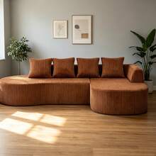 Dagniwak Cloud Sectional Couch With L-Shape Chaise, Modern Modular Sofa With Deep Seat, Upholstered Comfy Couches For Bedroom,No Assembly Required, Boneless Couches For Living Room - 橘色 - 查看 6