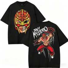 Ropa nueva de moda. Playera unisex oversized negra con temática de lucha libre mexicana, diseño de PENTA CERO MIEDO. Camiseta 100% algodón, serigrafía de alta calidad, ideal para fanáticos del deport y estilo urbano. - Blanco - Ver 6