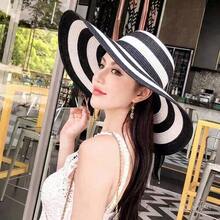1頂女款草帽，大寬簷遮陽帽，適用於海灘、旅行、度假，防紫外線，春/夏季 - A - 查看 11