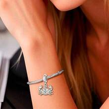 1 Set Liontin 12 Zodiak Perak Sterling 925, Liontin Konstelasi Kristal CZ Bertatahkan, Cocok untuk Gelang, Hadiah Perhiasan Zodiak - Perak - View 6