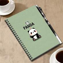 1 Set Cute Cartoon Panda Cover Spiral Notebook With Pen, 100 Pages 50 Sheets, Smooth Writing. Suitable For Work Records, Study Notes, Diary Writing, Daily Planning, And Also A Thoughtful Gift For Graduation, Birthday And Other Occasions, Practical And Stylish. - E - View 7