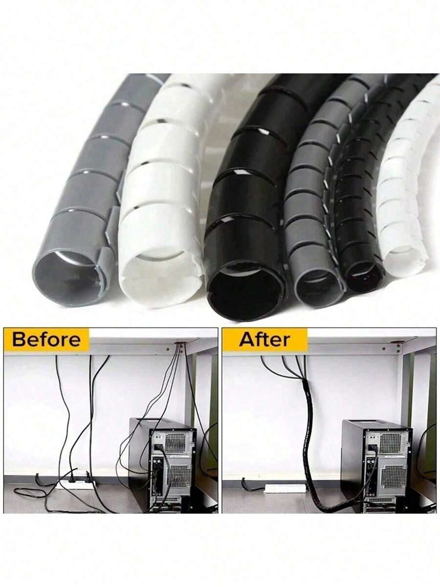 1pc 16mm X 3m Cable Organizer With Clips, Anti-Bite Open Ethernet Cable Protector Sleeve For Desk Or Under-Desk Cable Management - One Size Fits All - View 1