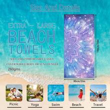 1 Stück Traumhafter Mandala Muster Lila & Blau Strandtuch, super weiche Mikrofaser extra große Stranddecke, hochabsorbierend, geeignet für Reisen, Schwimmbad, Tauchen, Surfen, Yoga, Camping, in verschiedenen Größen erhältlich, Strandaccessoires - Mandala-Muster - Übersicht 18